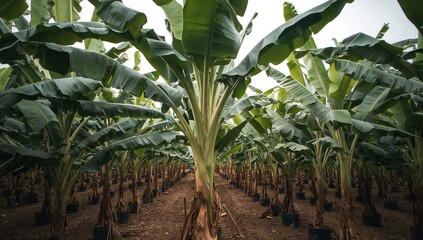 A Verdant Canopy. Rows of Abstract Botanical Forms Creating a Tunnel Vision Effect.