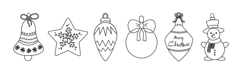 Cute Christmas Ornament and Snowman Coloring Page