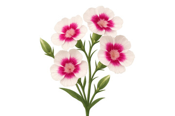 Dianthus flowers blooming with white petals and vibrant pink centers, illustrating delicate floral beauty on a transparent background