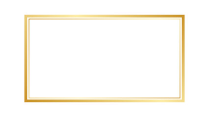Simple and luxury rectangular shiny golden frame Vector art. Golden gradient metallic border. Premium metal golden frame overlay for luxury design and branding projects. Vector illustration.