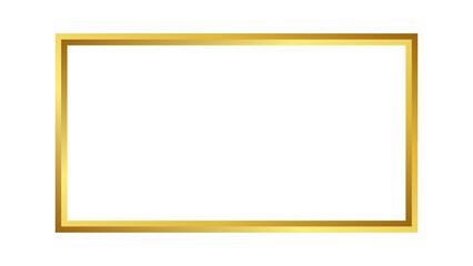 Obraz premium 3D rectangular shiny golden frame Vector art. Golden gradient metallic border. Premium metal golden frame overlay for luxury design and branding projects. Vector illustration.