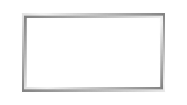 3D elegant rectangular shiny silver frame Vector art. Silver gradient metallic border. Premium metal silver frame overlay for luxury design and branding projects. Vector illustration.