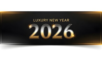 Elegant 2026 New Year celebration banner with a luxurious golden and silver metallic design, perfect for festive greetings and future-oriented events
