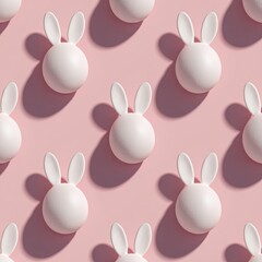 Obraz premium Bunny repeat Pattern of matte white spherical bunnies on light pink backdrop
