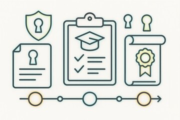 Digital security framework for academic qualifications comprising encrypted certificates checklists and secure documentation safeguarding personal information integrity