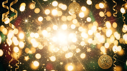 Elegant isolated background with sparkling gold accents and radiant holiday light blur for design.