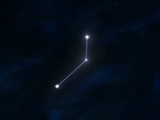 Pictor constellation in the night sky. Stars connected by lines on a dark background. Astrological image.