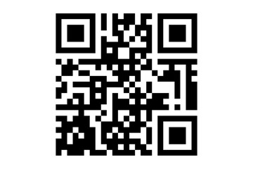 Black and white QR code on a clean background. This digital symbol represents modern technology and data transfer.