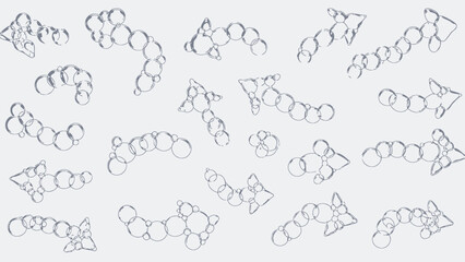 Obraz premium Unique molecular structures in gray on white background
