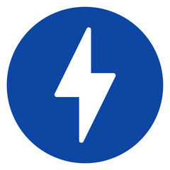 Lighting bolt energy icon button in flat style. Electric power or charging sign. Flash symbol PNG.