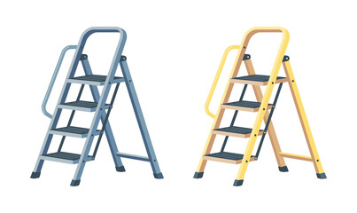 Portable folding stepladders providing access to high places