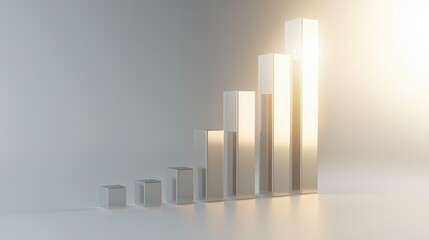 Dynamic Stock Market Growth Visualization with Metallic Pillars and Financial Progress Indicators