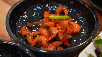 먹을것, 식사, 요리, 야채, 튀김, 미식가, 점심, 맛있는, 건강한, 새우