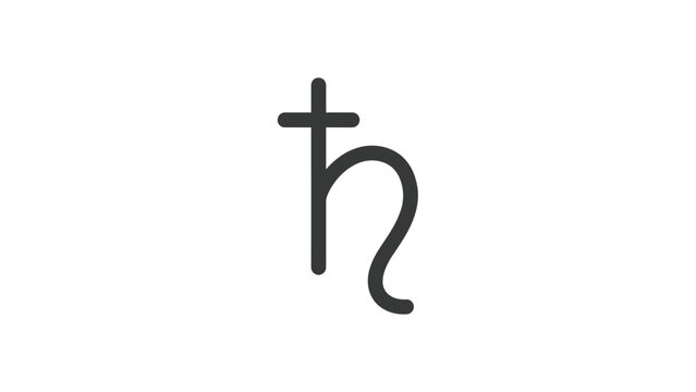 Saturn astrological symbol isolated on white background.