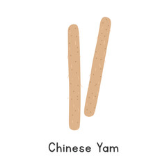 Chinese Yam Vector Illustration. Chinese Yam Cartoon Clipart, Vegetable in Flat style. Also called Cinnamon Vine or Dioscorea polystachya. Tuber, Vegetable Concept. Common Vegetable Vector Design