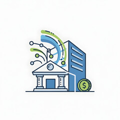 Obraz premium Banking Institution with Digital Technology and Finance.