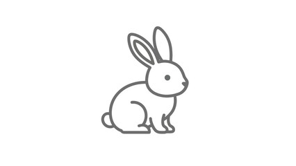 Obraz premium Simple Line Art Icon of a Cute Bunny Rabbit.
