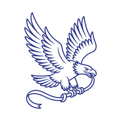 Obraz premium Flying Eagle Holding Ribbon Banner