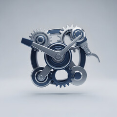 Clockwork Mechanism with Gears and Tools.