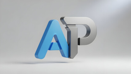 3D rendered AP letters on gray background.