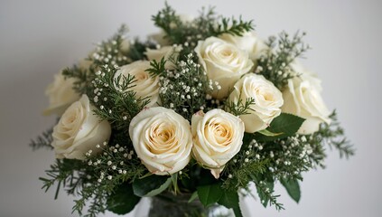 Serene Blooms. A Study in Ivory, Cream, and Evergreen Textures, Visual Harmony.