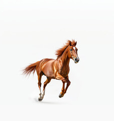 Obraz premium Majestic Chestnut Horse Galloping Freely, Capturing the Spirit of Freedom and Strength in Motion