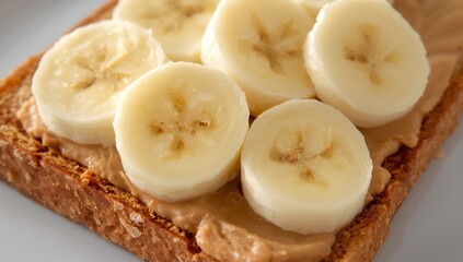 Simple Delights. Toast with Creamy Spread and Sliced Fruit, a CloseUp Presentation.