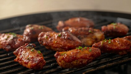 Sizzling Shapes, Radiant Glaze. Abstract Culinary Forms on a Metallic Grid Structure.