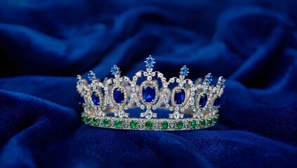 Sparkling Regalia on Deep Azure, A Vision of Gemstones, Texture and Form.