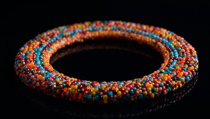 Vibrant Orbit of Spheres A Colorful Dance of Light and Form on a Reflective Surface.