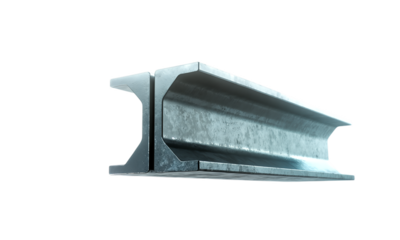 Steel I-beam structure component used for construction illustrations isolated on transparent background