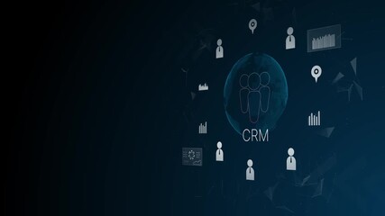 CRM concept  interacting with virtual customer data interface, representing global customer relationship management, digital marketing strategy and client data analytics. - Powered by Adobe
