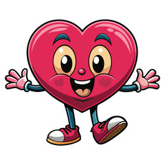 A cute cartoon animal character with a happy smile and red heart eyes is an isolated vector illustration symbol of love and fun for a romantic Valentine Day
