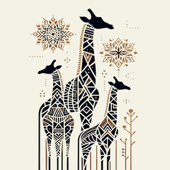 Silueta de jirafa tribal africano naturaleza minimalista geometrica