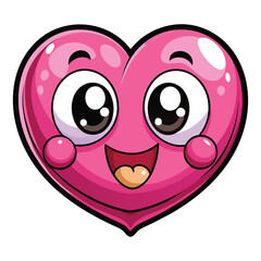 Cute pink cartoon heart character with a happy smile and 3D vector illustration design for a fun Valentine holiday romance symbol