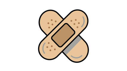 Two Bandages Crossed Together Isolated On White Background.