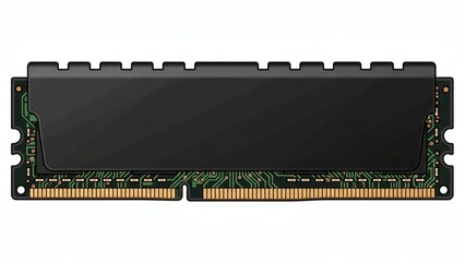 High-Performance Computer RAM DDR Memory Bar in Black Heatsink HD Render