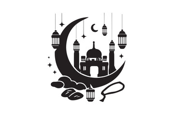 Fototapeta premium mosque illustration for ramadhan