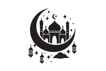 mosque illustration for ramadhan