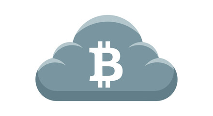 Bitcoin Cryptocurrency Cloud Storage Concept Icon on White Background - Decentralized Digital Currency & Blockchain Network Technology Illustration