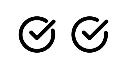 Checkmark and check mark icon set. Completed task confirmation Approval badge and success symbol