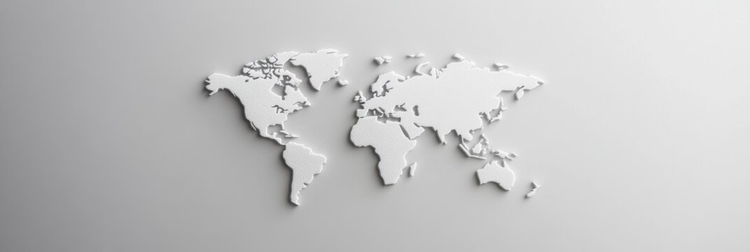 Minimalist grayscale world map with subtle detailing for modern design projects