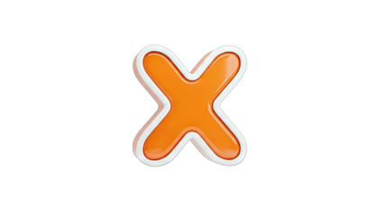 3D Rendered Orange X Mark on White Background