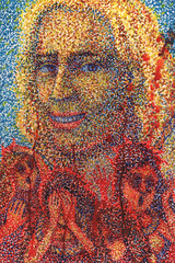 Portrait of Phoebus the Fox from Victor Hugo's novel The Hunchback of Notre-Dame. Illustration in pointillism technique.