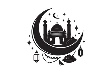 mosque illustration for ramadhan 