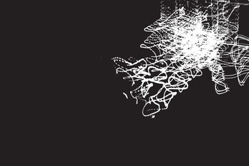 Dense Abstract White Energy Cluster with Chaotic Light Lines on Dark Background