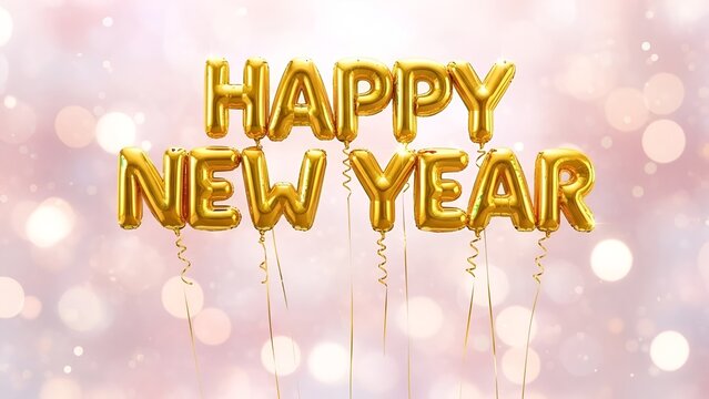 3D logo of happy new year in balloon