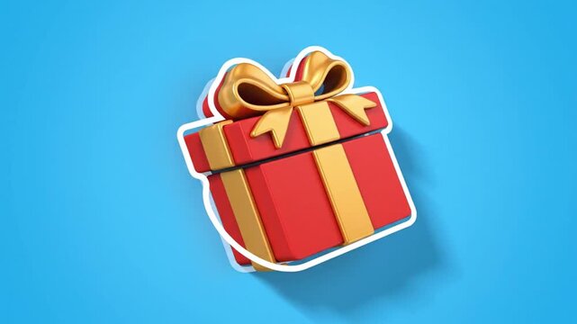 Three red gift boxes with gold bows on blue background