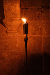 Candles in jars illuminate historic alleys as crowds gather during Birgu fest in Birgu, Malta at night: Birgu, Malta