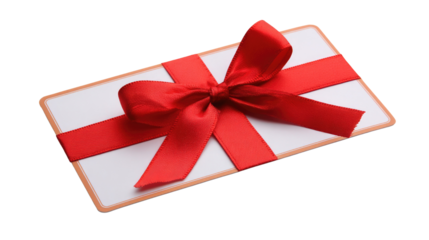 Gift card with red ribbon on black